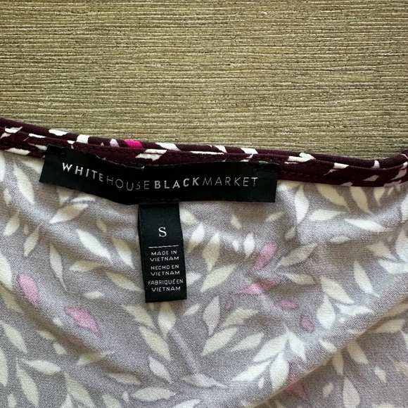 White House Black Market Black and Pink Leaf Print Tank Top - Picture 2 of 4